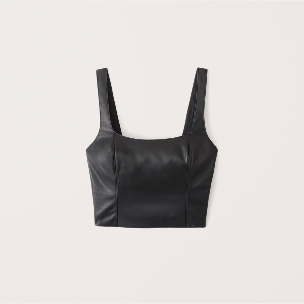 NEVER WORN | Abercrombie & Fitch Faux Leather Squareneck Top